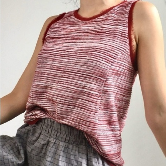 Anthropologie Vanessa Virginia India Tank Top Textured Red Stripe Size Small - Picture 2 of 11